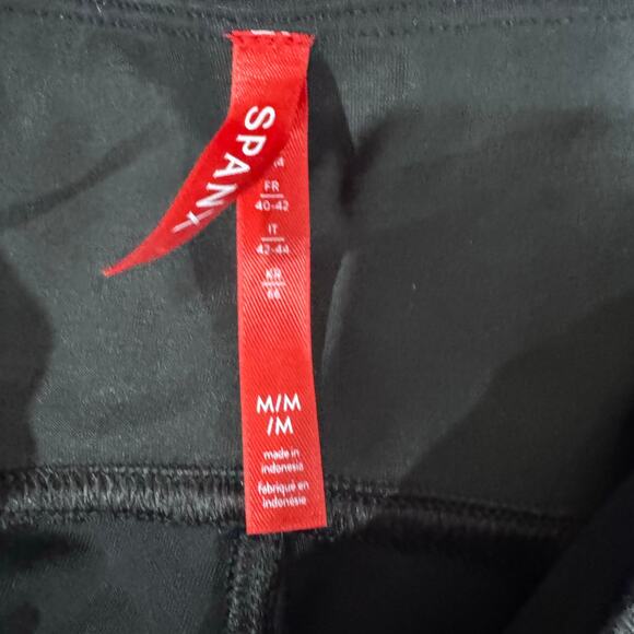 Spanx Faux Leather Leggings M Black High Rise Shaping Ankle - Picture 8 of 11